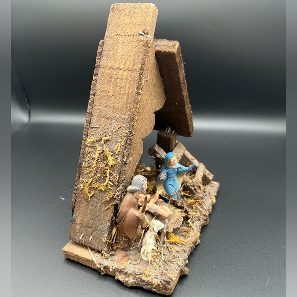 Vintage Italian Wood Creche Nativity Set Manger. Christmas Decoration. 4 figure - Picture 4 of 16